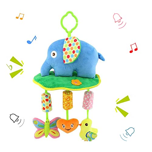 PATPAT Hanging Toys for Babies 0-6 Months, Rattle Crinkle Squeaky Toy Car Seat Plush Stroller Toy with Teethers Plush Animal C-Clip Ring for Infant Babies Boys and Girls 3 6 9 to 12 Months -Elephant PATPAT Hanging Toys for Babies 0-6 Months, Rattle Crinkle Squeaky Toy Car Seat Plush Stroller Toy with Teethers Plush Animal C-Clip Ring for Infant Babies Boys and Girls 3 6 9 to 12 Months -Elephant